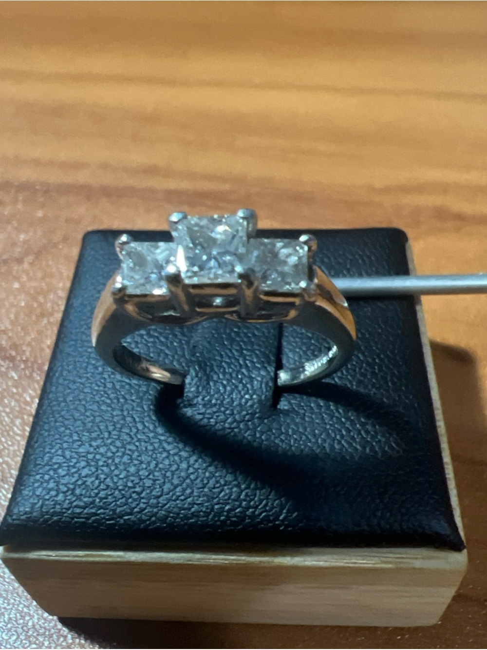 14k WG Princess Cut Natural Diamonds 1.45 TCWT  Past Present Future Ring Sz 5.75
